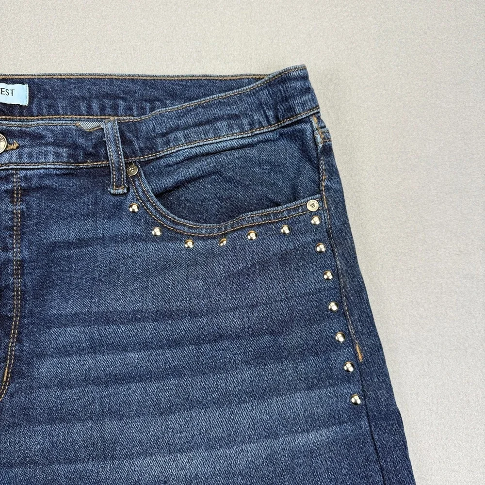 Nine West Womens Wide Leg‎ Jeans Size 16 High Rise Baggy Stretch Studded NWT - Picture 5 of 16